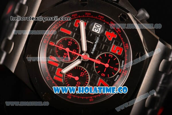 Audemars Piguet Royal Oak Offshore "Las Vegas Strip" Chrono Swiss Valjoux 7750 Automatic DLC Case with Black Dial and Red Arabic Numeral Markers (JF) - Click Image to Close